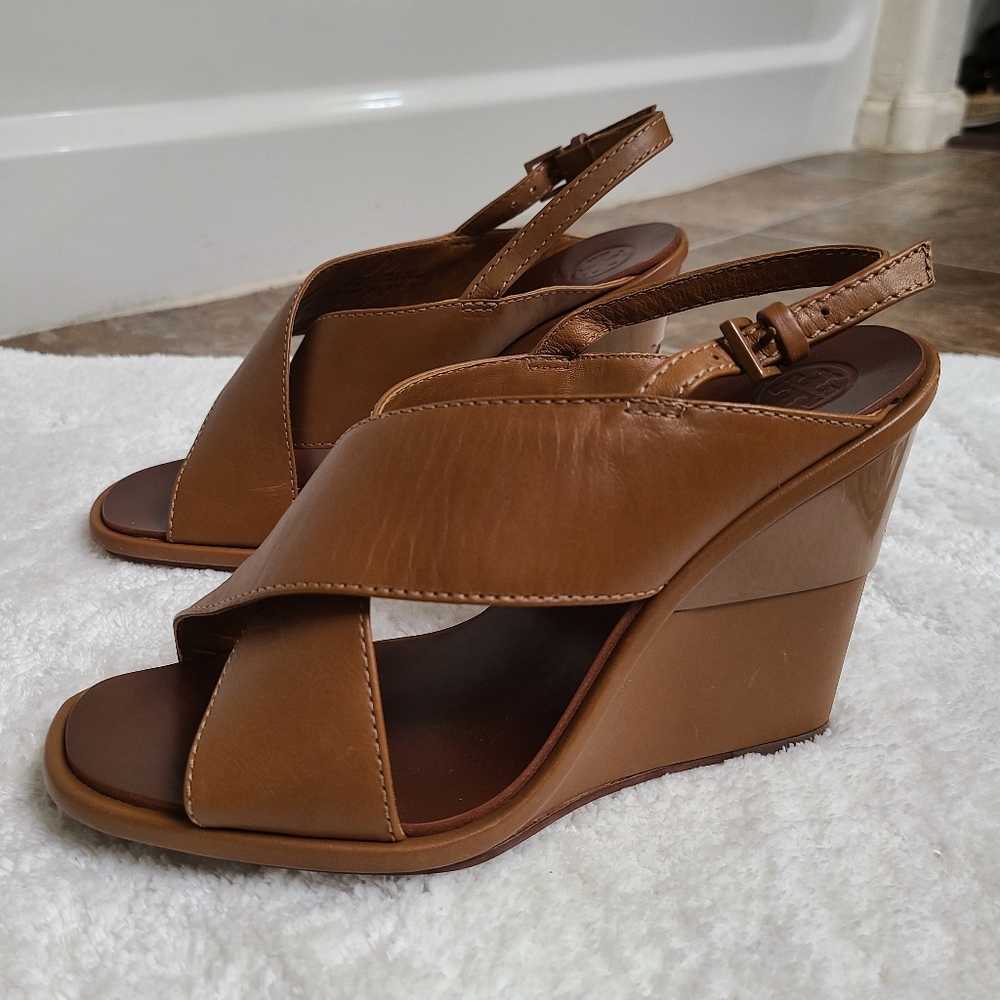 NEW Tory Burch Gabrielle Wedge Sandal brown size 7